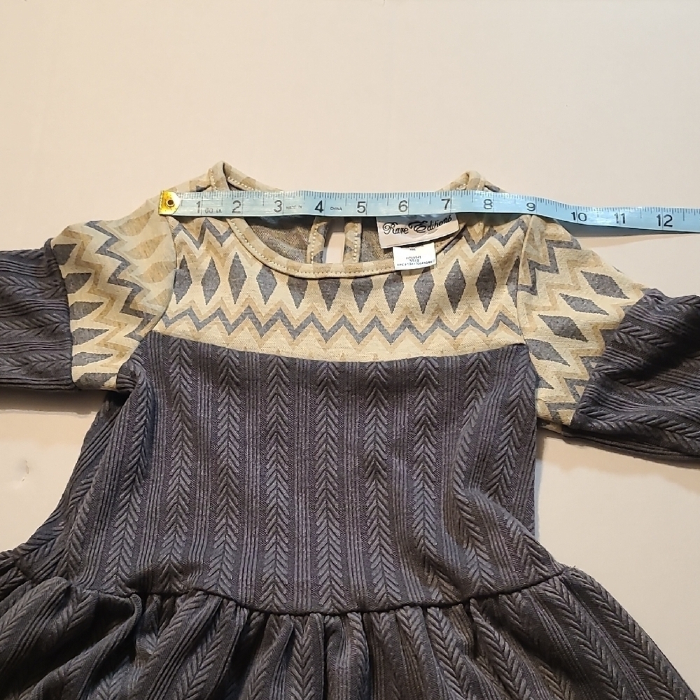 Rare Editions Stylish Comfy Casual Girls Dress - Gray/Cream NWT 3T/3 - Picture 5 of 12